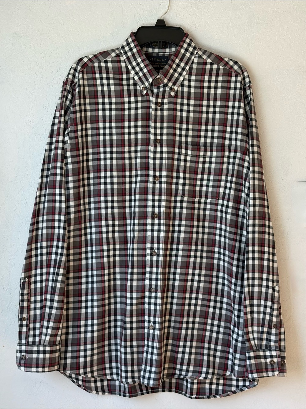 Viyella Patrick James Wool Blend Plaid Button-Down Shirt Large
